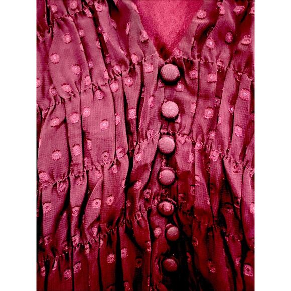 NWT Sz 20 Plus Size Taylor Woman Dress. Port Wine. Sheer Sleeves. V Neck. Dotted - Picture 3 of 5